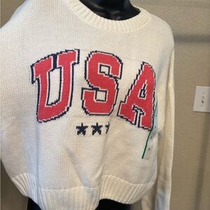 Grayson Threads White USA Graphic Sweater